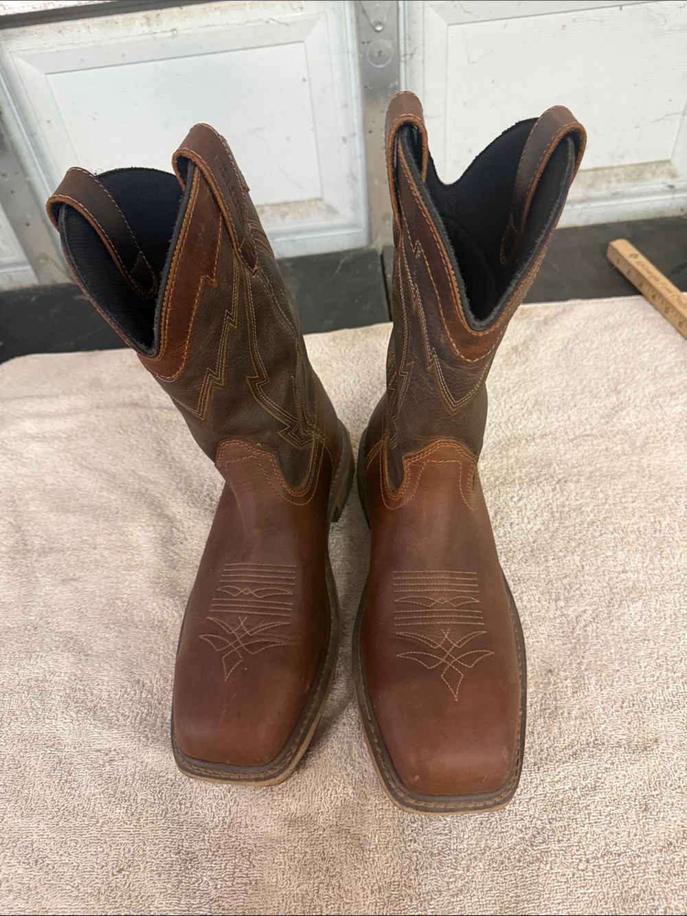 Irish Setter Brown Leather Western Work Boots with Stitch Detail